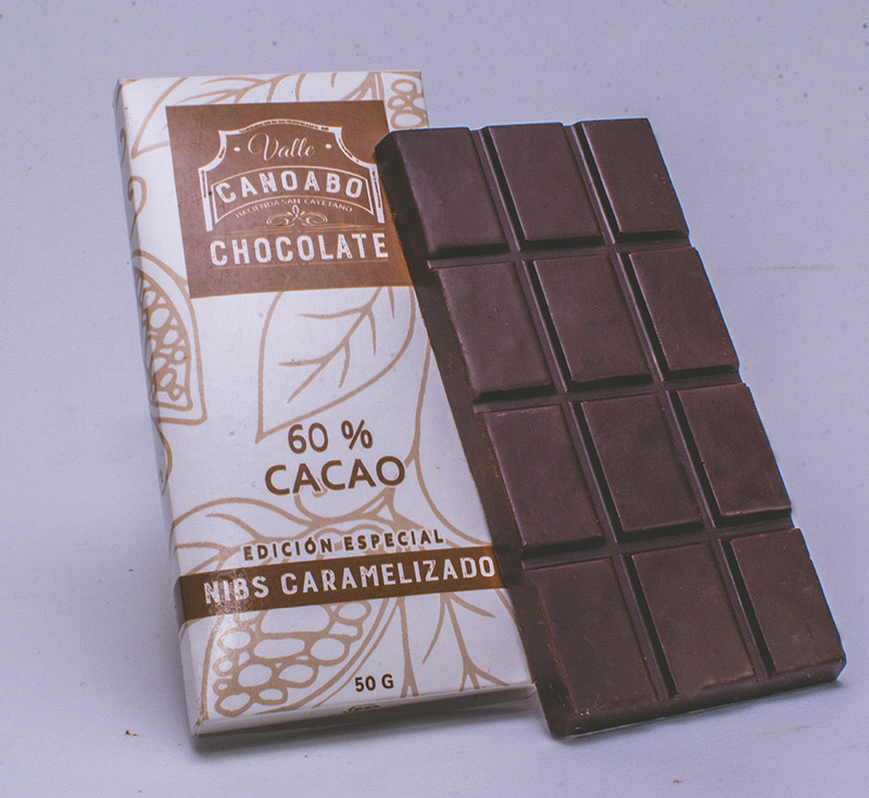 Barra de chocolate Valle Canoabo- Nibs caramelizado